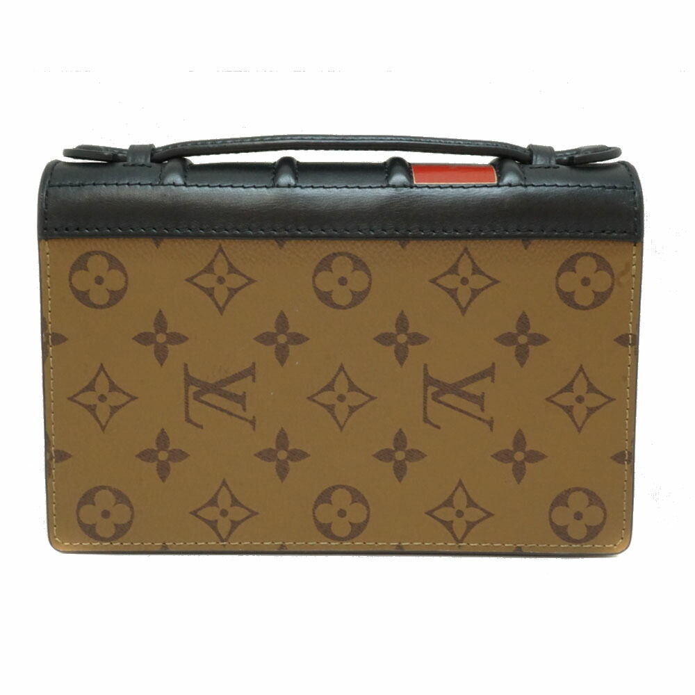 Louis Vuitton Reverse Monogram Book Chain Wallet black leather top handle